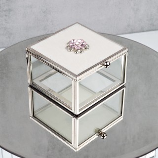 صندوق  مجوهرات زهور مزين بغطاء مطلي بالمينا