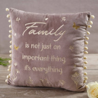 وسادة مخملية مطرزة للعائلة مع كرات البوم بوم