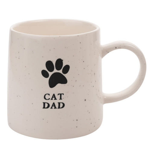 مق أبيض بنقشة مخلب وكلمة "Cat Dad"