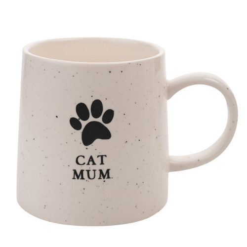 مق أبيض بنقشة مخلب وكلمة "Cat Mum"