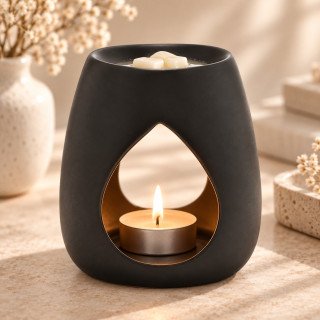 حامل شمع معطر أسود بتصميم قطرة 