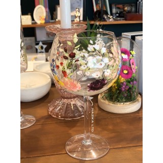 كأس زجاجي - بنقش الزهور