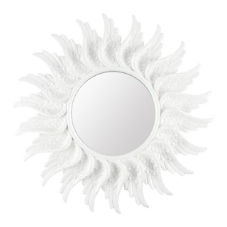 مرآة جناح الملاك اللامعة البيضاء المستديرة مقاس 47 سم