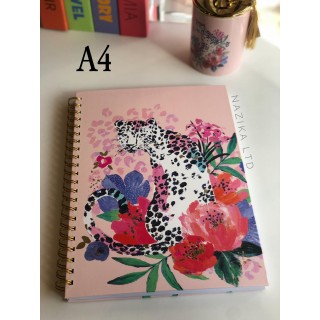 دفتر ملاحظات فريدا مقاس A4 بتصميم جلد الفهد 