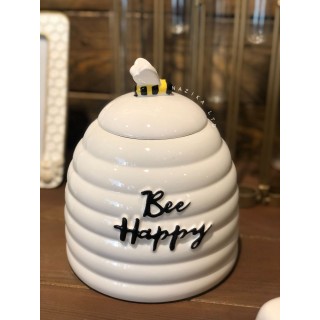 فازو من السيراميك مكتوب عليه Bee happy